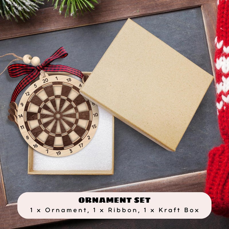 MAPDTWO Dart Ornament - Dartboard Ornaments, Darts Ornaments for Christmas Tree - Dartboard Gifts for Men, Lovers, Teen Boys, Girls, Players - 2 Layered Wood Ornament 2025 - Image 3